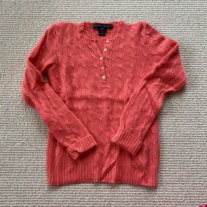 Ralph Lauren Slim Fit Cashmere Coral Half Button Sweater